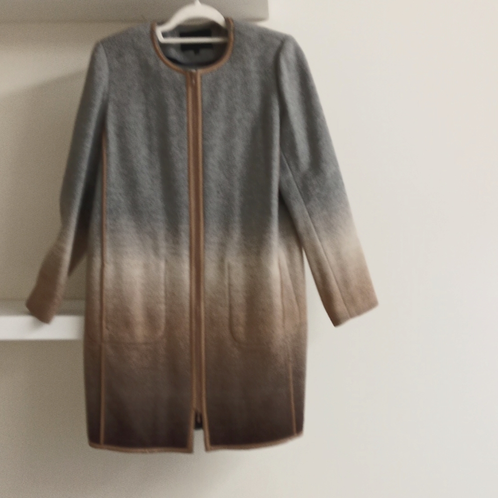 Lafayette fleece unlined full length jacket. Size 10  Gray ombre color.